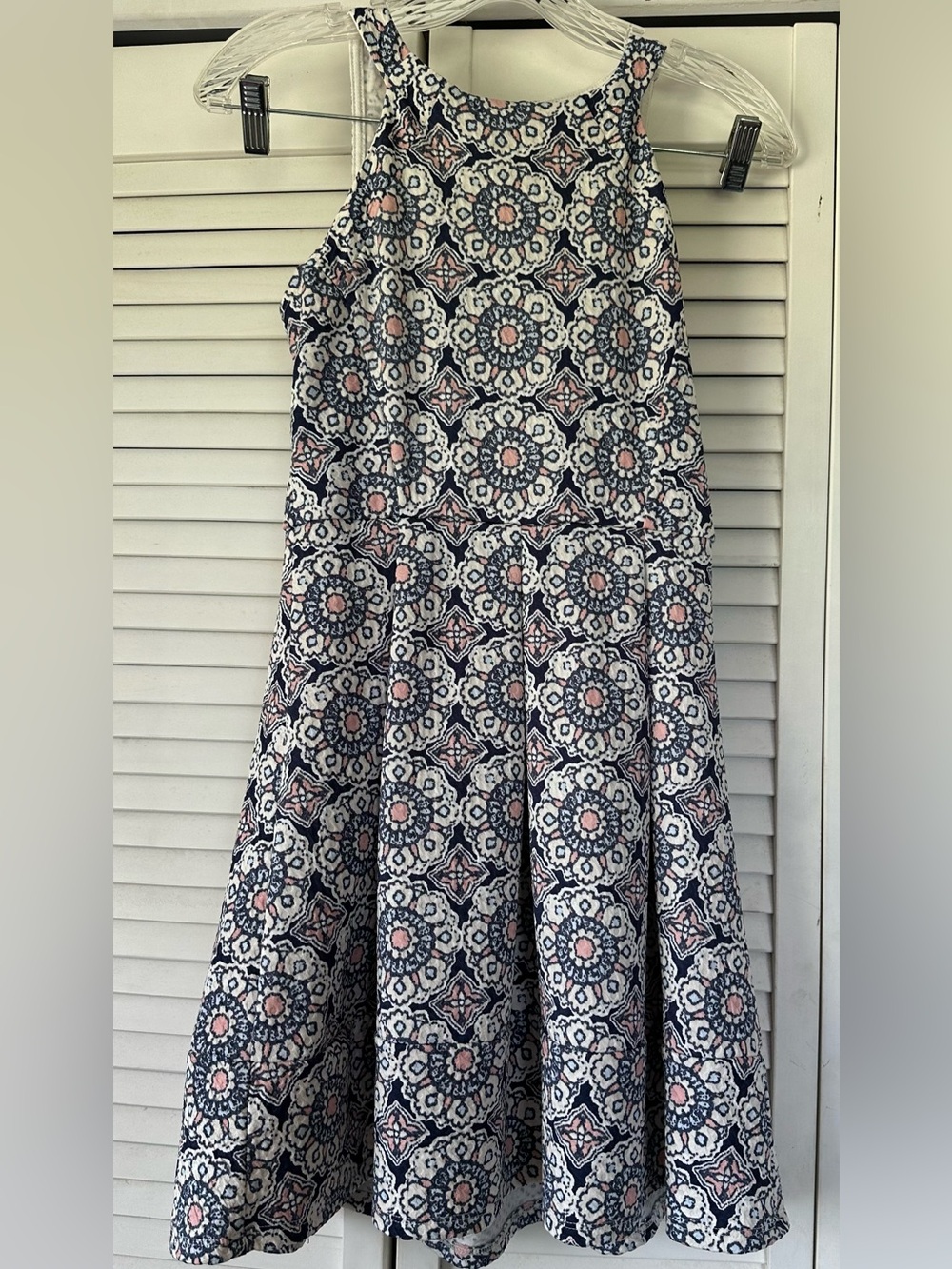 Xhilaration Navy & Pink Medallion A-Line Midi Dress
